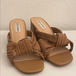 Steve Madden Women’s Decker Criss Cross Knit Heel Sandals